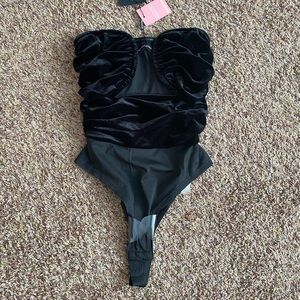Brand new with tags velvet curved body suit